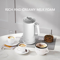 Mousseur à lait électrique en acier inoxydable de 350 ml avec arrêt automatique, design antidérapant, fonctionnement à une touche, contrôle de la température