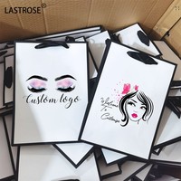 Embalaje de pestañas bolsa de pestañas Linda bolsa de logotipo privado con asa Paquete de pestañas de visón bolsas de pestañas
