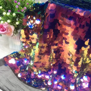 18mm colored lager fish scale sequin fabric backdrop fabric for wedding decoration