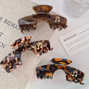 Coréen marbre écaille de tortue écologique acétate pinces à cheveux pour femmes mode or symboles musicaux étiquette acétate cheveux griffes - Product Image 1