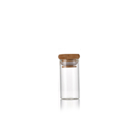 Tube à essai en verre borosilicate à embout droit avec couvercle en bambou, bouteille à vœux transparente, flacon de sub-conditionnement pour thé
