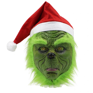 Disfraz de Monstruo Ladrón Genio Enmascarado con Cabello Verde, de Látex, con Máscara y Guantes, para Fiestas de Halloween o Navidad - Product Image 1