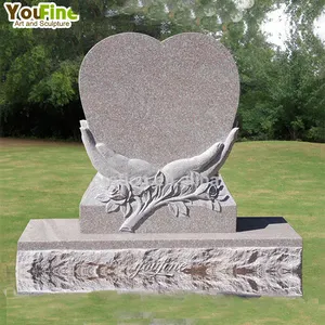 Customized Carving Headstone White Marble Grave Rose Flower Tombstone