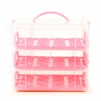 Boîte de rangement portable en plastique pour 24 cupcakes, porte-cupcakes à 2 étages, boîte de rangement pour desserts en plastique bleu