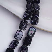 Perla Natural de Agua Dulce, 14*19mm, Bloque Rectangular, Grado Semiterminado, Sin Color Negro, Hilo para Collar, Accesorios para Joyería DIY