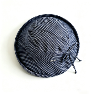 Chapeau Bob Unisexe à Carreaux avec Nœud Latéral et Cordon Réglable, Protection UV, Large Bord, Broderie 3D Personnalisée ACE, en Polyester, pour la Pêche - Product Image 3