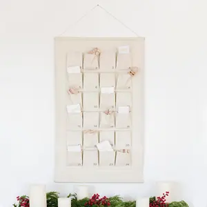 Groothandel Custom Lege Opknoping Countdown Houten Grote Muur Canvas Kerst Stof Adventskalender