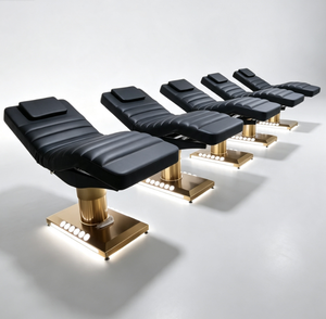 Beauty Salon Esthetician Furniture Gold Base Luxury Spa Massage Table Lash <b>Bed</b> Curve Facial <b>Bed</b> Electric Cosmetic Eyelash <b>Bed</b> - Product Image 1