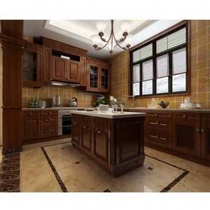 Gabinetes de Cocina Abiertos de Lujo Personalizados de Fábrica Aimsp, Madera Maciza con Encimera de Piedra de Cuarzo - Product Image 4