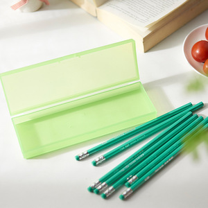 Creative Pencil Case Transparent Plastic 19.5x6.5x2.5cm For Students Schools Offices Solid Color With Logo Option - Product Image 3