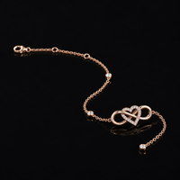 Bracelet de mariée élégant en or rose avec cœur infini en moissanite, certificat DVVS GRA, vente en gros d'usine, bracelets pour femmes