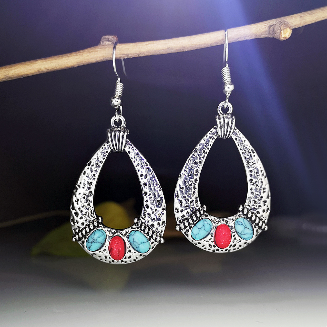 Ancient silver mixed color turquoise