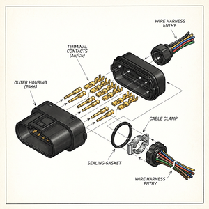 Fios de Cobre Puro 22 AWG Personalizados com Conector Molex de 7 Pinos, Cabos e Terminais com Isolamento PTFE/Nylon/PBT - Product Image 3