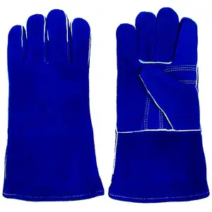 耐高温焊接手套火蓝色双手掌焊接手套出售2023