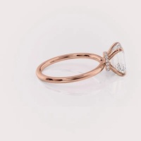 Bague de fiançailles en diamant de laboratoire de forme émeraude certifiée IGI, or rose/jaune et blanc 18 carats, halo caché, bague de mariée