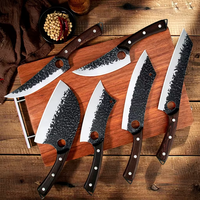 Handgesmeed slagersmes BBQ kamperen buiten vlees groente fruit hakmes smeden koksmes