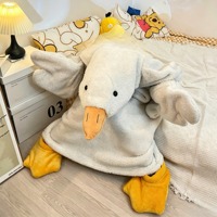 Pyjama combinaison en polaire corail chaud d'hiver, motif dessin animé, pour couples, en forme de canard blanc, pour la maison, cosplay ou soirée déguisée
