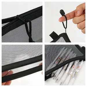 Bolsa de Maquiagem Transparente em Malha, Bolsa de Armazenamento para Cartões de Identidade, Porta-Moedas, Bolsa Simples e Portátil com Zíper para Organização Diária - Product Image 4