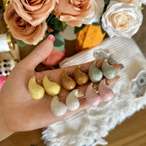 Set di Orecchini a Goccia Placcati con Effetto Goccia d'Olio, Stile Esagerato, Gioielli <span class=keywords><strong>Bottega</strong></span>, Orecchini a Cerchio per Donne - Product Image 1