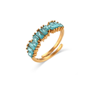 Anillos Ajustables de Acero Inoxidable Chapados en Oro de 18K de Alta Calidad con Circonita Cúbica, Corte Princesa, para Regalo de Boda, Compromiso, Fiesta o Aniversario - Product Image 6