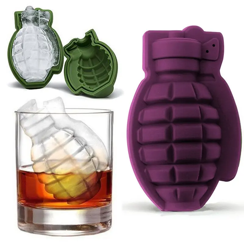 Vassoio per cubetti di ghiaccio a forma di granata in Silicone a forma di giocattolo per cocktail di whisky fai da te stampo per ghiaccio divertente e realistico stampo per ghiaccio masculity