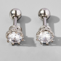 Clous d'oreilles en acier inoxydable 316L 16G à filetage externe, sertis de zircon, plaqués rhodium, hypoallergéniques, bijoux de piercing