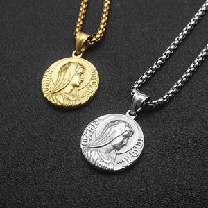 Hip Hop Vintage Religious Anti Non Tarnish Virgin Mary Pvd Stainless Steel Fashion Jewelry <b>Pendants</b> Necklaces <b>Men</b> Women Rapper - Product Image 1