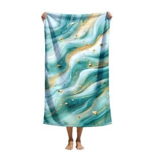 Cream Gold Marble Vein <b>Microfiber</b> <b>Beach</b> <b>Towel</b> <b>Beach</b> Blanket <b>Towel</b> Super Absorbent Soft Non-Fading Compact Oversized Custom Siz 2 - Product Image 3