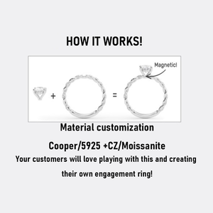 Bộ dụng cụ thiết kế tùy chỉnh Shanks Diamond Builder, thiết kế từ tính, nhẫn đính hôn Moissanite bạc VVS, mẫu trưng bày, dụng cụ bán hàng - Product Image 3