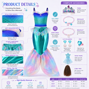 Nouvelle Arrivée 2026 ODM OEM Tenue de Sirène pour Enfants Ensemble de Vêtements Mignons 2 Pièces pour Filles Costumes de Cosplay <span class=keywords><strong>Ariel</strong></span> - Product Image 6