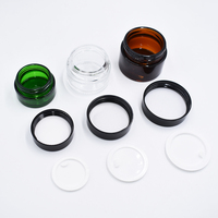 Pot en verre plat noir personnalisable de 5 ml, 10 ml, 15 ml, 30 ml, 50 ml avec bouchon à vis pour contenants de crème et de poudre cosmétique, MOQ 100 pièces
