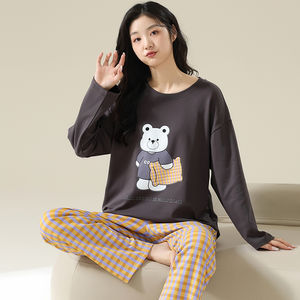 Set di pigiami in puro cotone per la casa stampa digitale pigiama mujer da donna tute da <span class=keywords><strong>notte</strong></span> lunghe taglie forti pij camicia da <span class=keywords><strong>notte</strong></span> originale da donna - Product Image 2