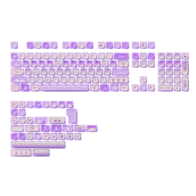 Akko Swan Sonata Transparent Pudding Keycap Set Light Purple Keycap 1U MOA Profile OEM Full Keycap