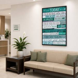 Décoration Murale en Aluminium Noir avec Cadre, Citation Inspirante, Bois Teal, Motivationnelle, pour Bureau et Chambre à Coucher - Vente en Gros - Product Image 2