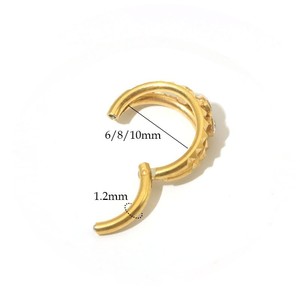 Anneau de nez double ligne en acier inoxydable avec strass taillés en pyramide et serti clos, bijou de piercing géométrique tendance - Product Image 3