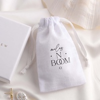 Pandas sades — sac cadeau, Logo personnalisé imprimé 100% biologique, pochette en coton naturel et mousseline de coton avec cordon de serrage, 13x8cm