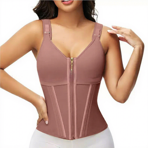 Faja corsé reductora <span class=keywords><strong>de</strong></span> cintura para mujer con cremallera, moldeadora <span class=keywords><strong>de</strong></span> cuerpo, control <span class=keywords><strong>de</strong></span> abdomen, faja deportiva con sujetador ajustable - Product Image 4