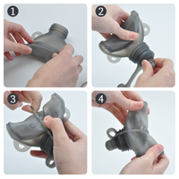 Sac à collation et à jus en silicone sans BPA avec paille imprimé animal vitesse à débit lent pour les aliments pour bébés pour enfants réutilisables en plein air