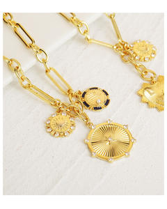 Collier en cuivre plaqué or perlé, design paysage solaire, niche, hip hop, clavicule, cadeau d'anniversaire pour fille, offrir à une fille, bijoux pour femme - Product Image 4