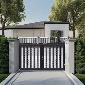 Puerta abatible <span class=keywords><strong>de</strong></span> aluminio <span class=keywords><strong>de</strong></span> alto estilo, revestimiento en polvo, <span class=keywords><strong>listones</strong></span> <span class=keywords><strong>de</strong></span> puerta <span class=keywords><strong>de</strong></span> entrada <span class=keywords><strong>de</strong></span> <span class=keywords><strong>madera</strong></span> terminados, valla <span class=keywords><strong>de</strong></span> granja <span class=keywords><strong>de</strong></span> jardín, enrejado, puerta corredera perfecta - Product Image 2