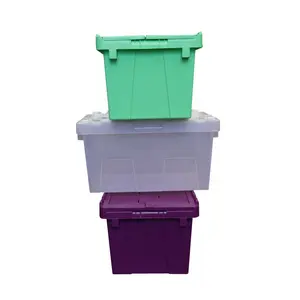 Storage Crates With Lids JOIN Nestable Storage Crates With Lids Stackable PP Logistics Box Solid Moving Crates With Handle