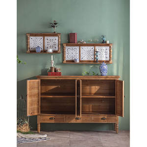 Mueble de madera Estilo Vintage para el hogar, mueble con diseño rústico de tallado desgastado, <span class=keywords><strong>4</strong></span> puertas blancas, cajón de almacenamiento - Product Image 5