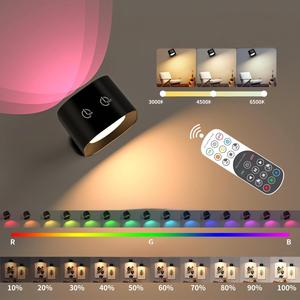 Lámpara de Pared LED Inalámbrica Recargable Moderna RGB 3CCT con Atenuación, <span class=keywords><strong>Luz</strong></span> Nocturna de Lectura con Batería para Dormitorio - Product Image 3