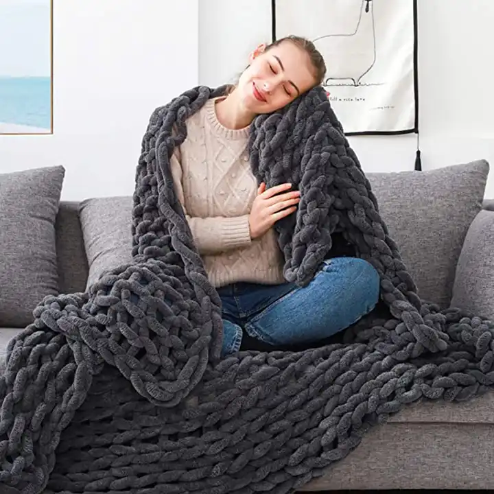 Handmade Chunky Knit Wool Blanket  Knitted blankets, Chunky knit blanket,  Blanket