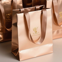 Sac en papier personnalisé de luxe avec logo de marque, pour bougies artisanales, cadeaux et achats, avec poignée en ruban, recyclable