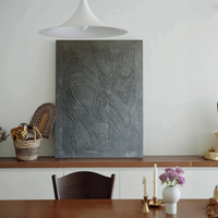 Peinture à l'huile abstraite géométrique 3D à lignes verticales, en plâtre, à impasto épais, 4 couleurs, style Wabi Sabi, Art déco minimaliste, Art mural