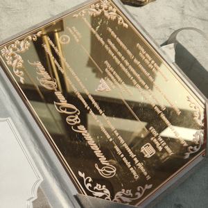 Personalized Silver Foil Monogram Gray Velvet Folio Faire <strong>Part</strong> De Mariage De Luxe Wedding Invitation Suite Gold Mirror Acrylic - Product Image 2