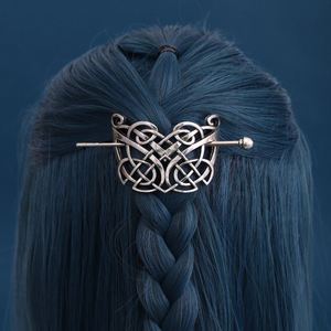 Barrettes à cheveux celtiques vikings, épingles à cheveux vintage à nœud celtique, bâtons à cheveux rétro en alliage d'argent, bijoux de barrette à cheveux en métal viking celtique - Product Image 4
