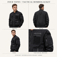 Blouson Bomber Tactique Décontracté Noir pour Homme, Multi-Poches, Style Aviateur, Coupe-Vent, Imperméable, Veste MA1, Techwear Y2K