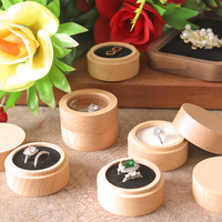 Boîte à bagues de mariage transparente en acrylique et bois de hêtre avec couvercle supérieur et inférieur, pour femme, en bois massif, pour rangement de diamants